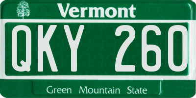 VT license plate QKY260
