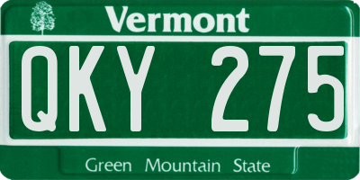 VT license plate QKY275