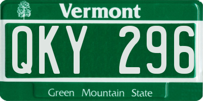 VT license plate QKY296