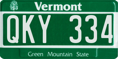VT license plate QKY334