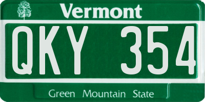 VT license plate QKY354
