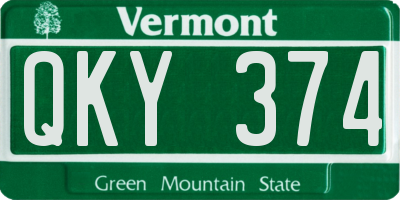 VT license plate QKY374