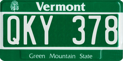 VT license plate QKY378