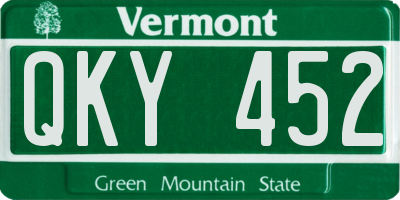 VT license plate QKY452
