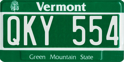 VT license plate QKY554