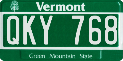 VT license plate QKY768