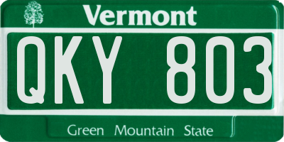 VT license plate QKY803