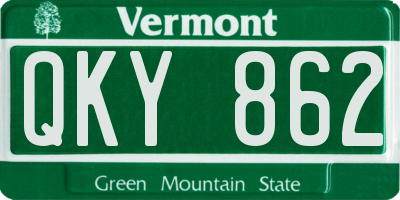 VT license plate QKY862