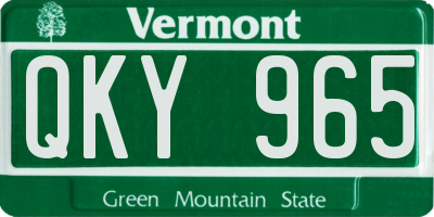 VT license plate QKY965