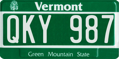 VT license plate QKY987