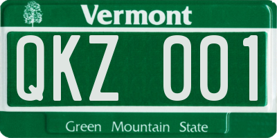 VT license plate QKZ001