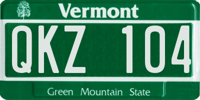 VT license plate QKZ104