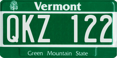 VT license plate QKZ122