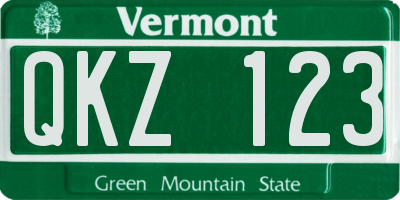VT license plate QKZ123