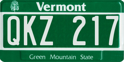 VT license plate QKZ217
