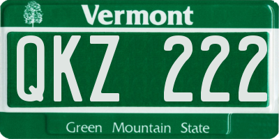 VT license plate QKZ222