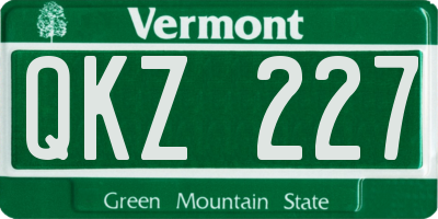 VT license plate QKZ227