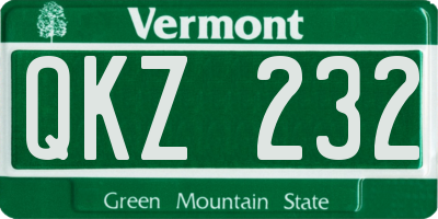 VT license plate QKZ232