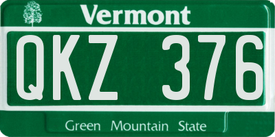 VT license plate QKZ376