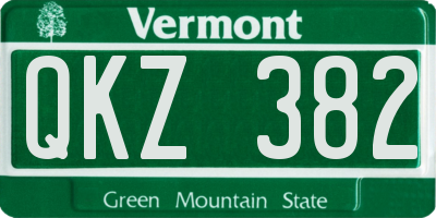 VT license plate QKZ382