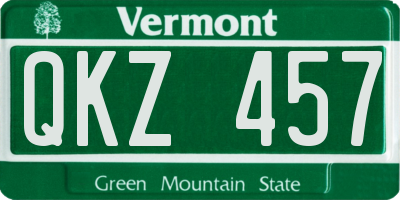 VT license plate QKZ457