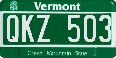VT license plate QKZ503