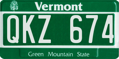 VT license plate QKZ674