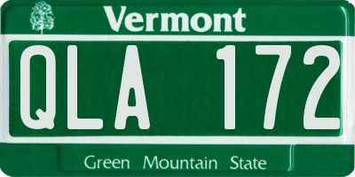 VT license plate QLA172