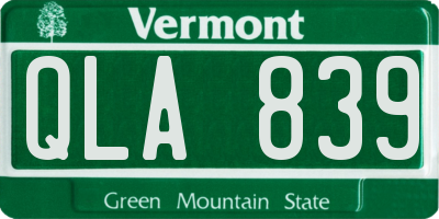 VT license plate QLA839