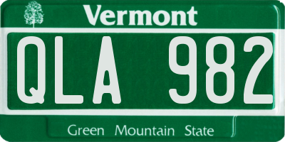 VT license plate QLA982