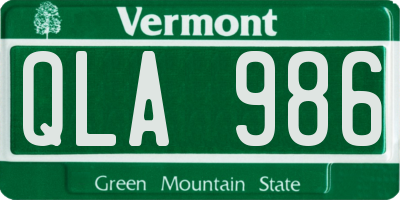 VT license plate QLA986