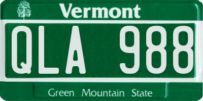 VT license plate QLA988