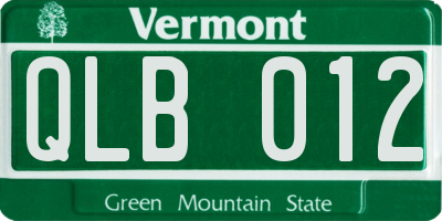 VT license plate QLB012