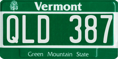 VT license plate QLD387