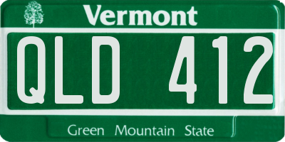 VT license plate QLD412