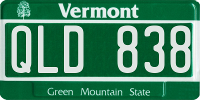 VT license plate QLD838