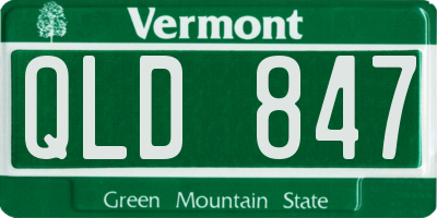 VT license plate QLD847