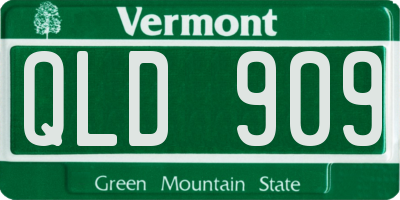 VT license plate QLD909