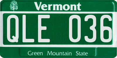 VT license plate QLE036