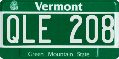 VT license plate QLE208