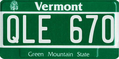 VT license plate QLE670