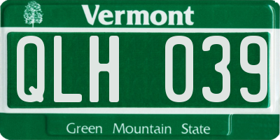 VT license plate QLH039