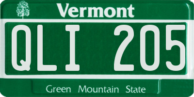 VT license plate QLI205