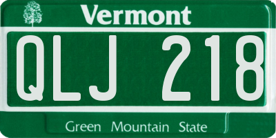 VT license plate QLJ218