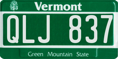 VT license plate QLJ837