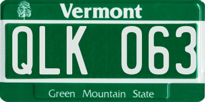 VT license plate QLK063