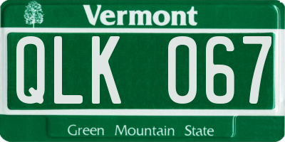 VT license plate QLK067
