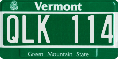 VT license plate QLK114