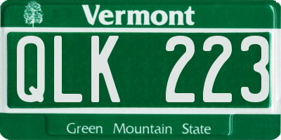 VT license plate QLK223