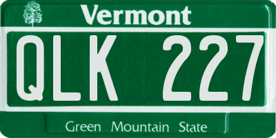 VT license plate QLK227